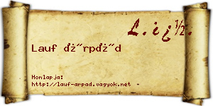 Lauf Árpád névjegykártya